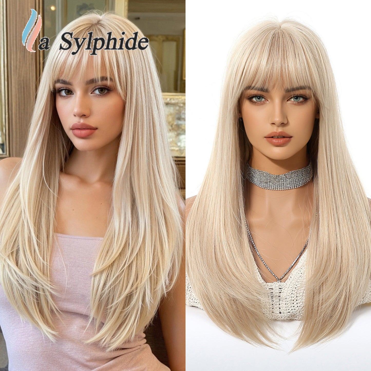 Bangs Summer Level Red Hair Rose Net Long Straight Wig