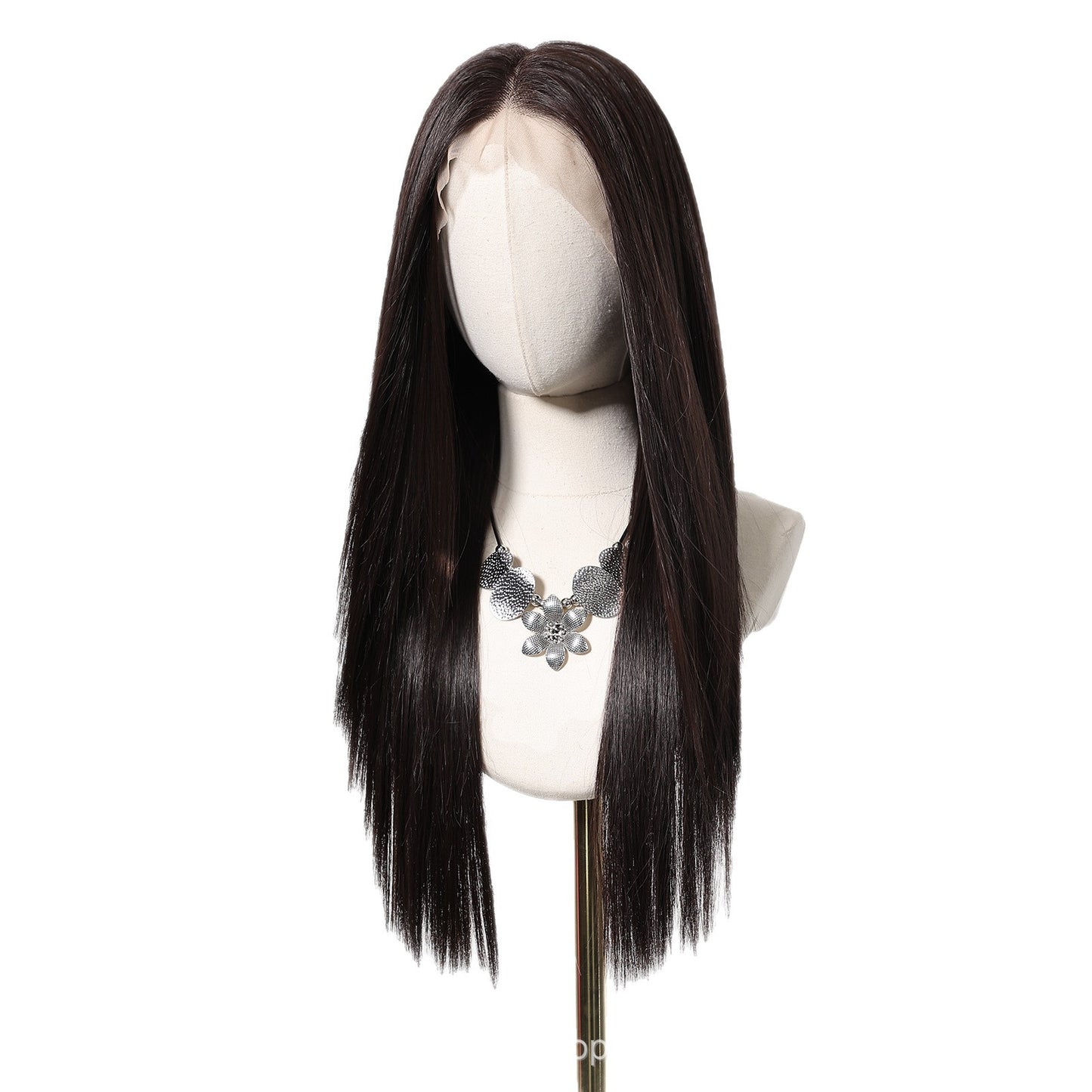 Women's Large Area Lace Casual Split Hair High Temperature Resistant Chemical Long Straight Wig