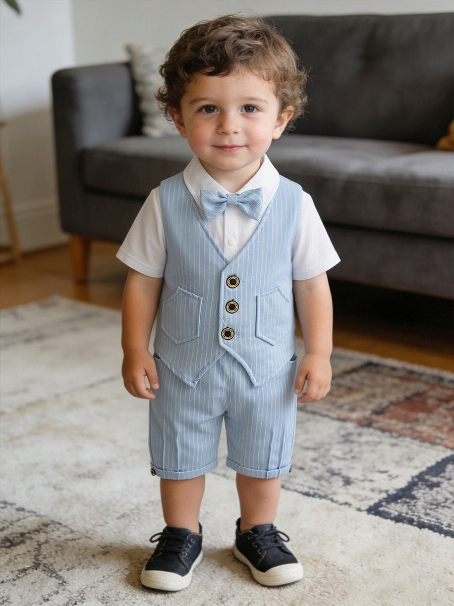 Children's Set Boy Summer Clothing Short Sleeve Gentleman Children's Suit