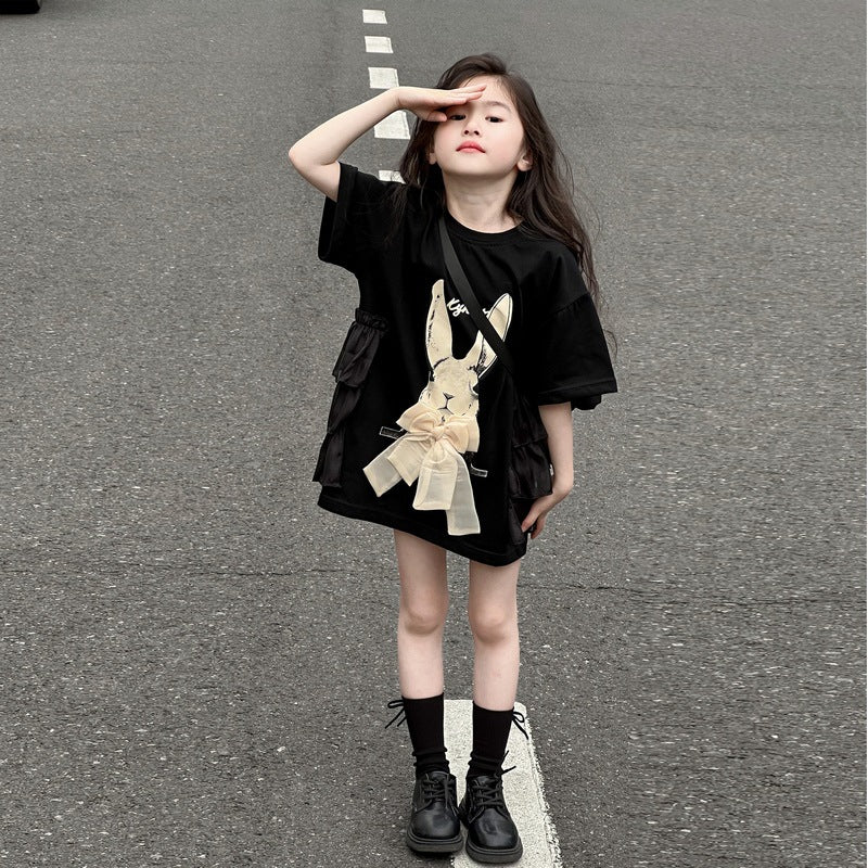 Children's Short-sleeved Big Loose-fitting Western Style Top Clothing Summer Casual Half-sleeve Children's T-shirt