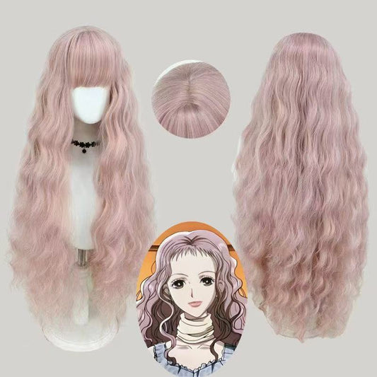 Pink Corn Curler Long Curly Hair Simulation Cos Wig