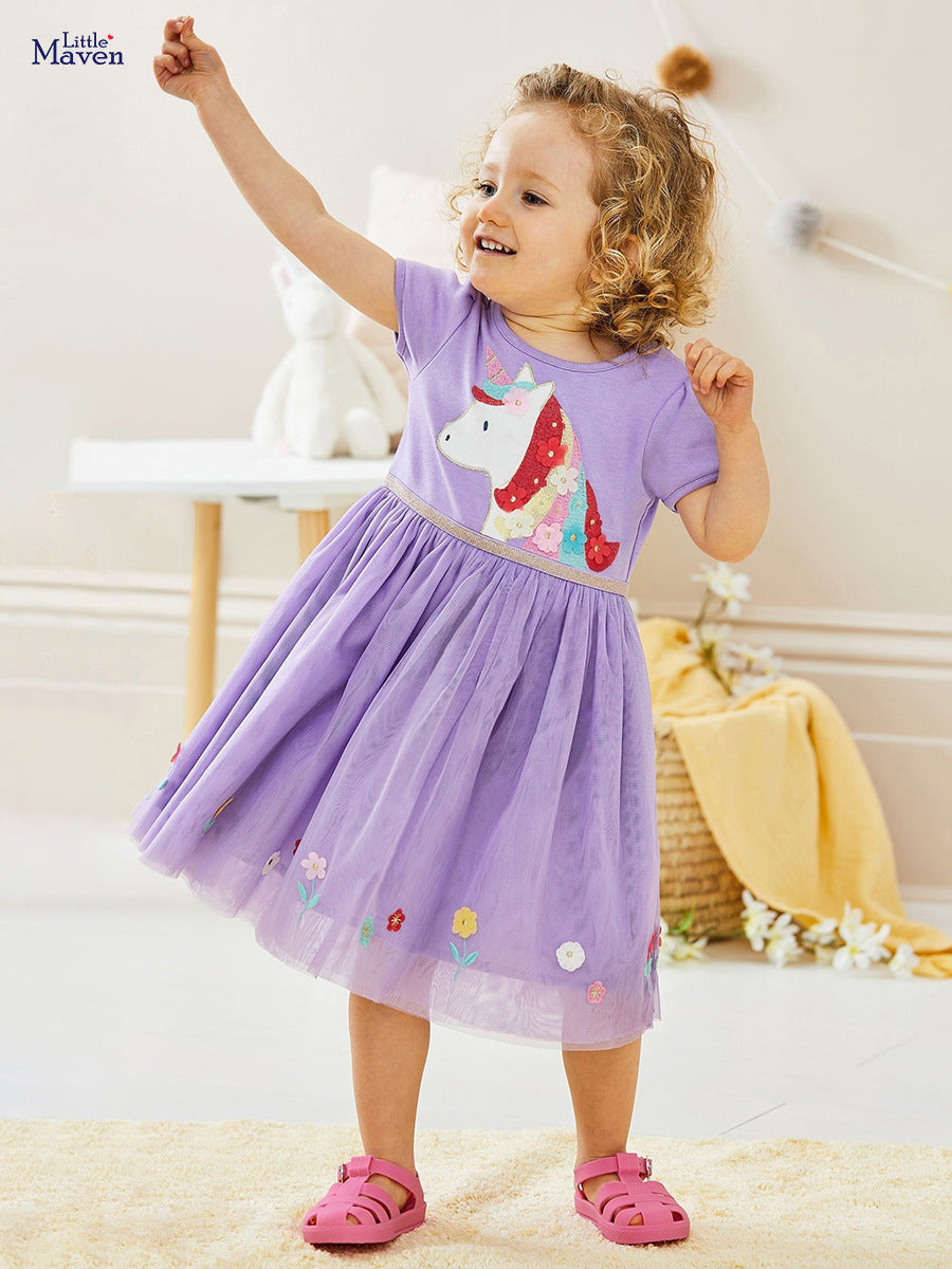 Children's Princess Summer Short-sleeved Cute Pure Cotton Children's Dress