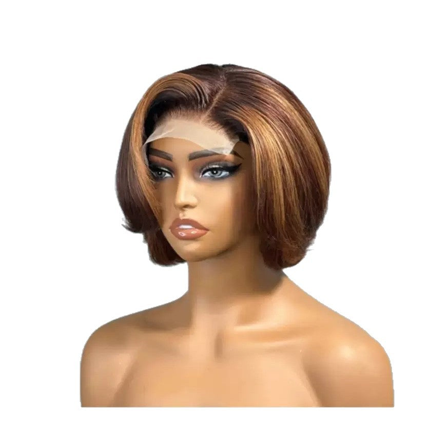 Women's Mid-length Synthetic Wigs Front Lace Highlights Wig Short Curly Hair