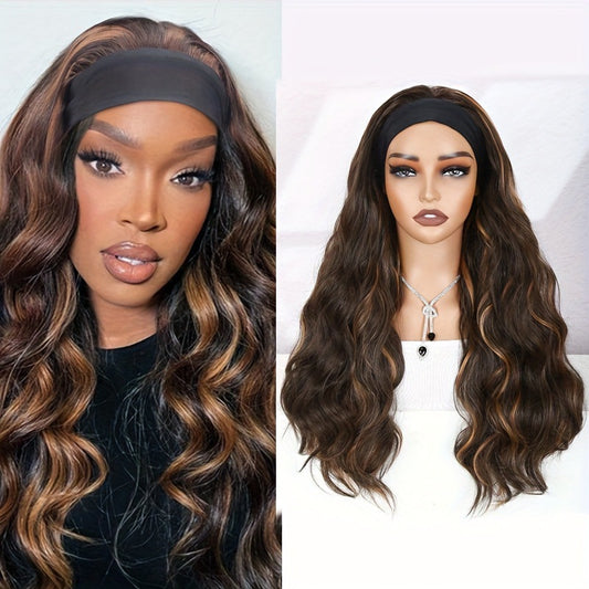 Female Ribbon Curly Hair Big Wave Chemical Fiber Black Pick Wig Long Curls