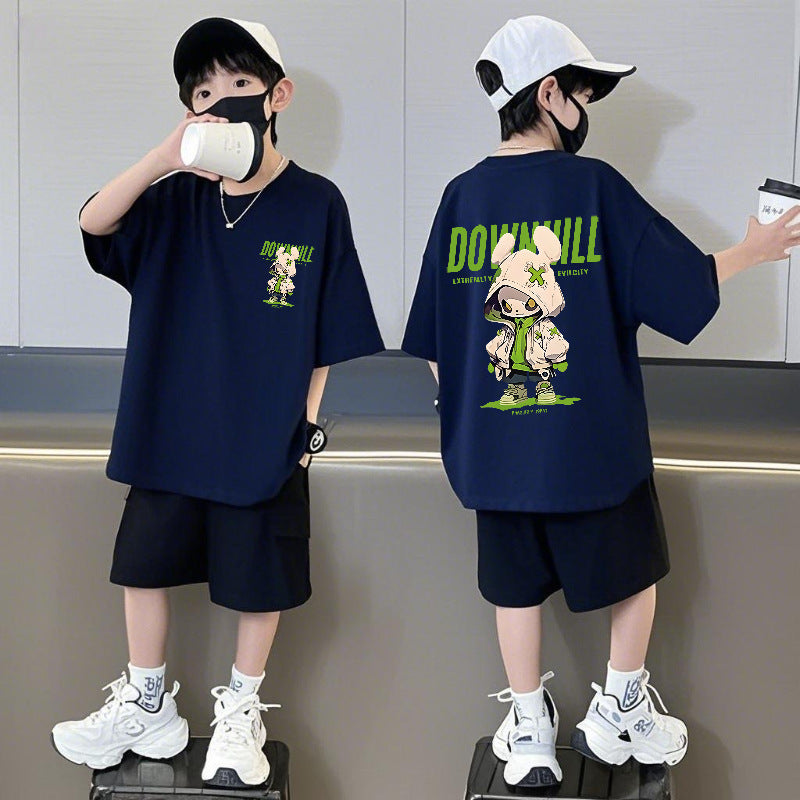 Pants Summer Loose Round Neck Half Cool Handsome Children's Suit