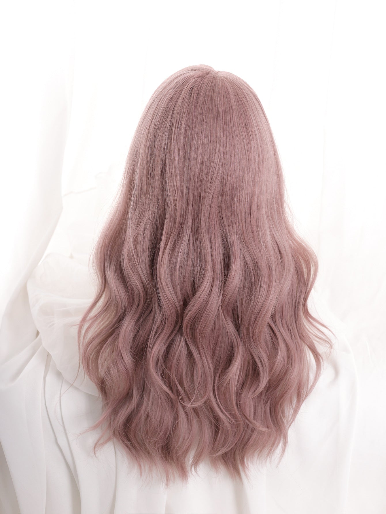 Female Hair Pink Curly Natural Realistic Wig Long Curls
