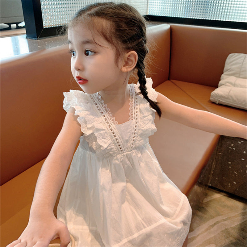 Korean Style Fashionable Lace Summer Thin Vest Children's Dress
