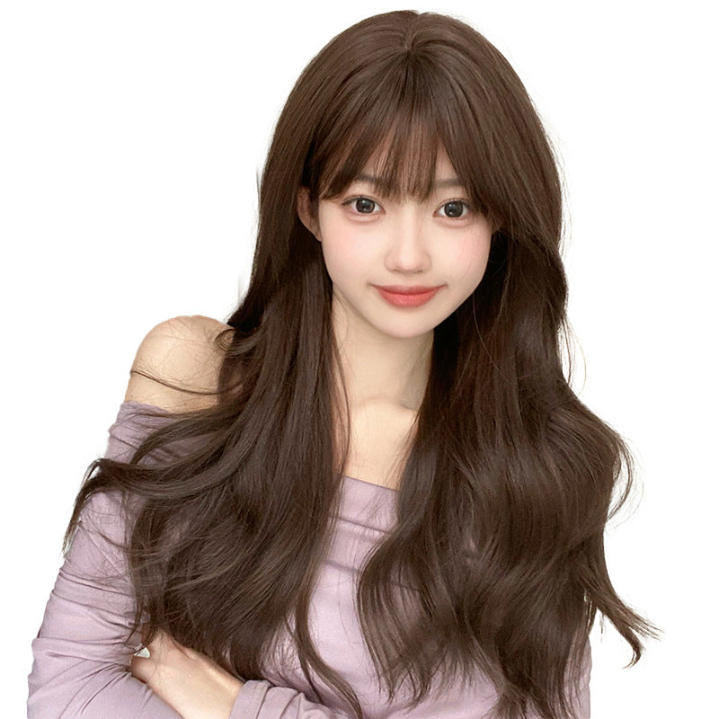 Women's Hair Natural Cold Brown Big Wave Curly Wig Long Curls