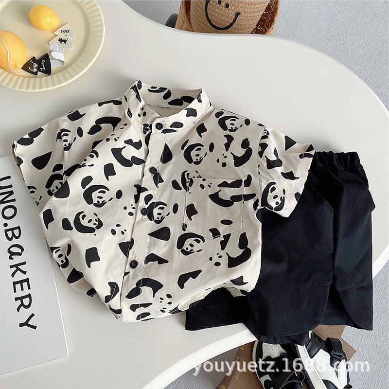 Children's Clothes University Style Unisex Short Sleeve Tie Children's Suit
