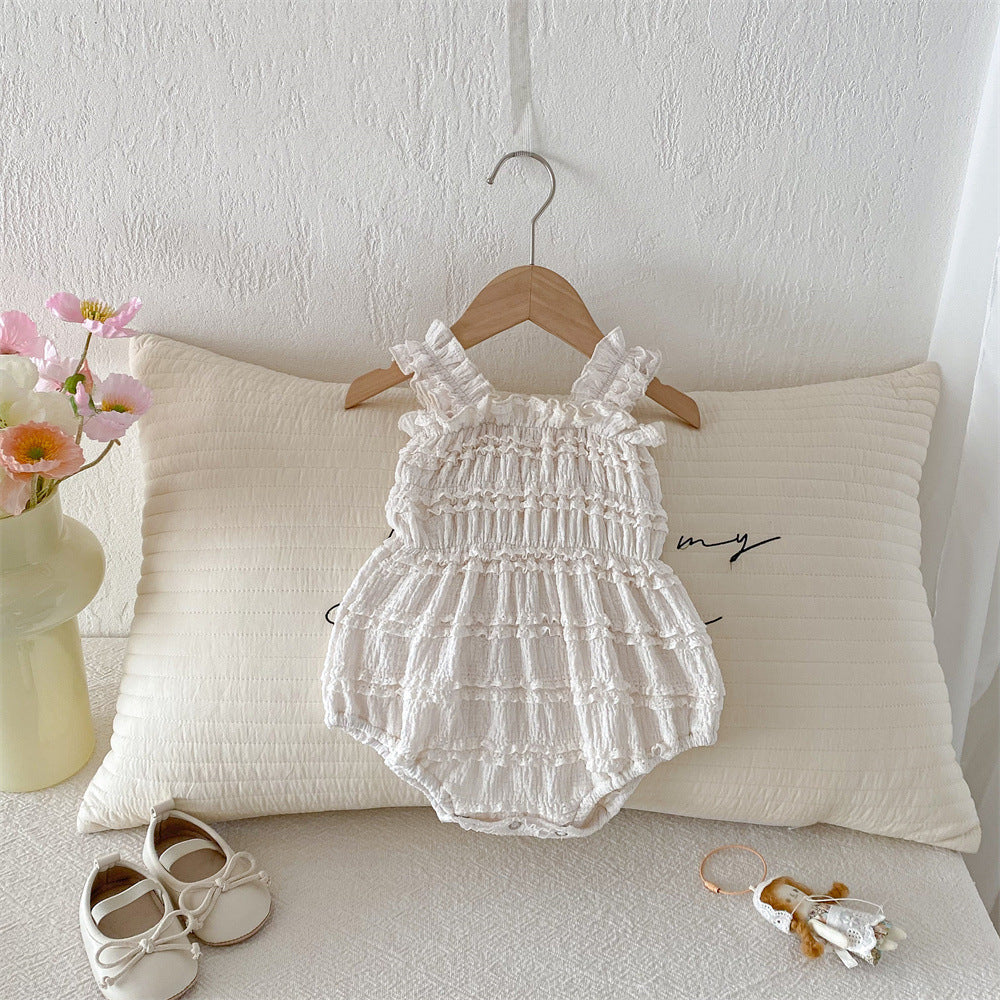 Korean Summer Sling Romper Infant Lace Sleeveless Thin Triangle Jumpsuit, Climbing Suit