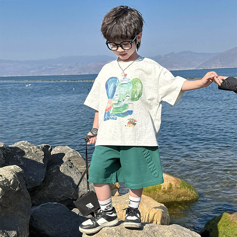 Teens Short Sleeve Summer Loose Printed Cotton Children's T-shirt