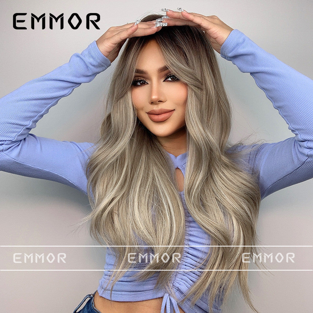 Women's Two-dimensional Animation Long Fluffy Fashion Makeup Big Wave Real Hair Wig