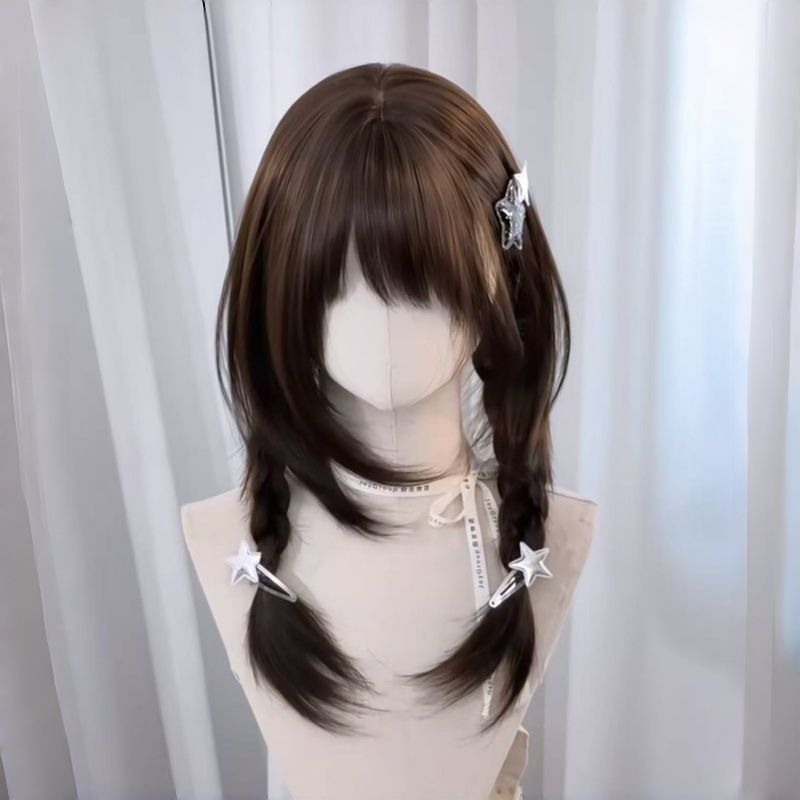 Braid Daily Fine Repair Sideburns Hierarchical Long Straight Wig