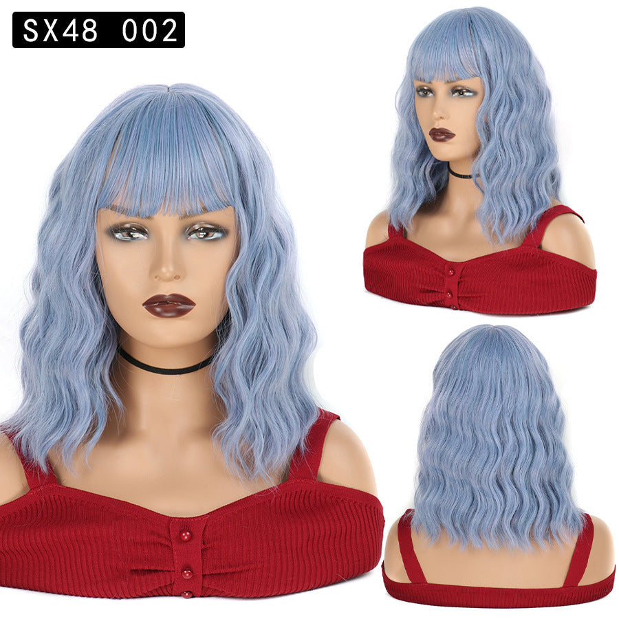 Corn Curler Headband Bangs Fiber Water Wig Short Curly Hair