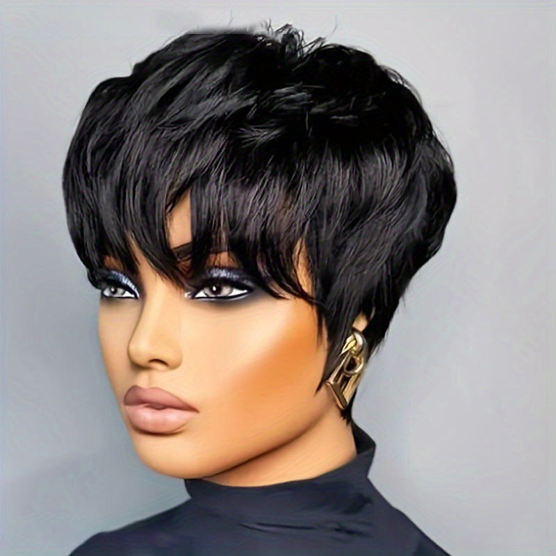 Fashion Female African Fluffy Head Cover Chemical Fiber Wig Short Curly Hair