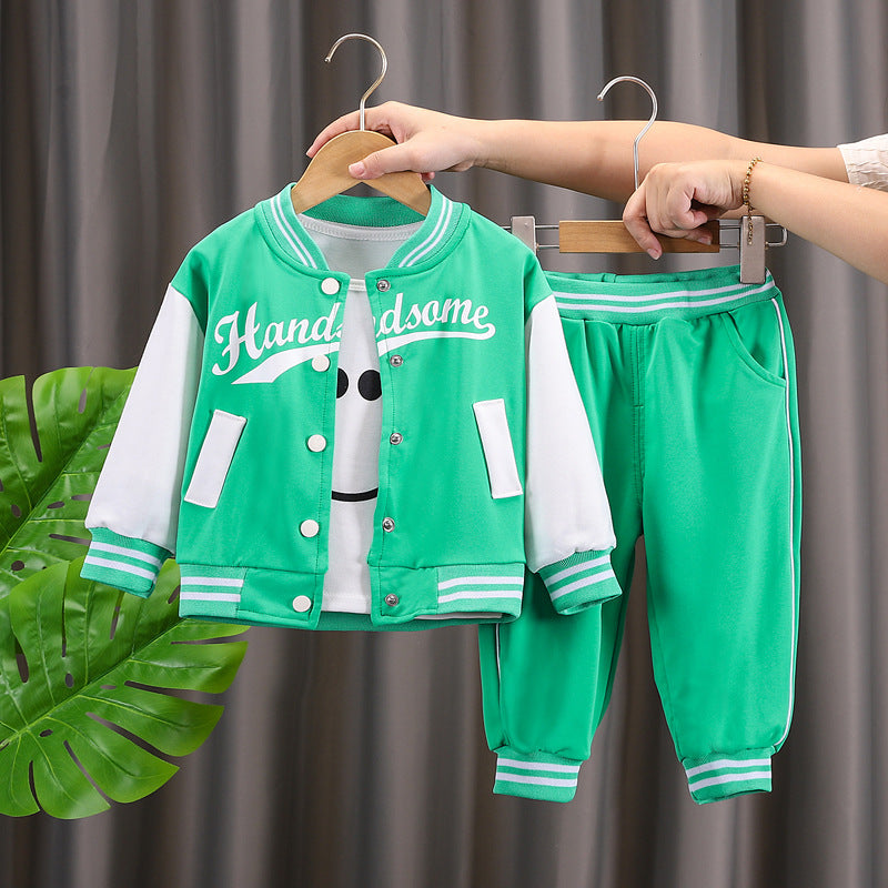 Jacket Autumn Clothes 2 Handsome Korean Style Two-piece Children's Suit
