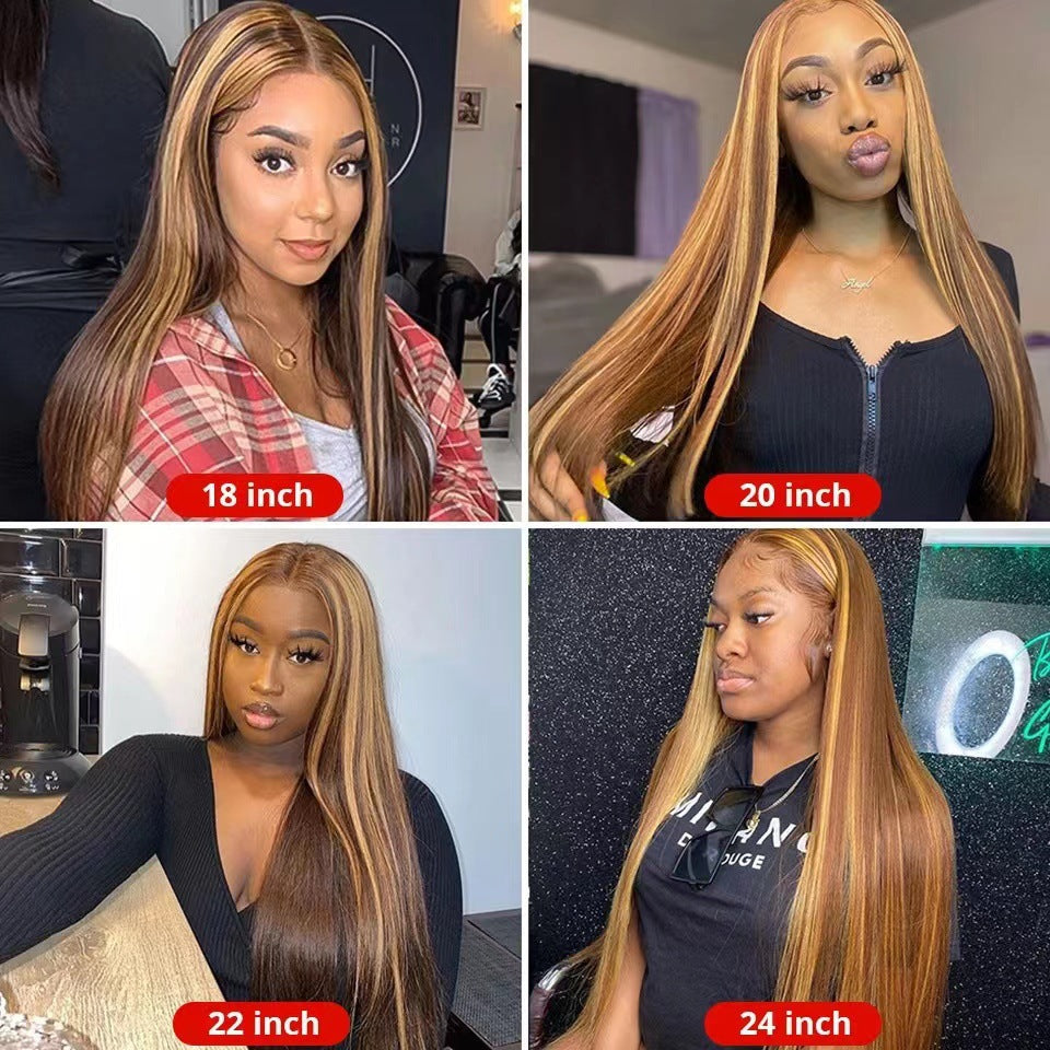 Women's Front Lace Small Sheath Hair Head Long Straight Wig