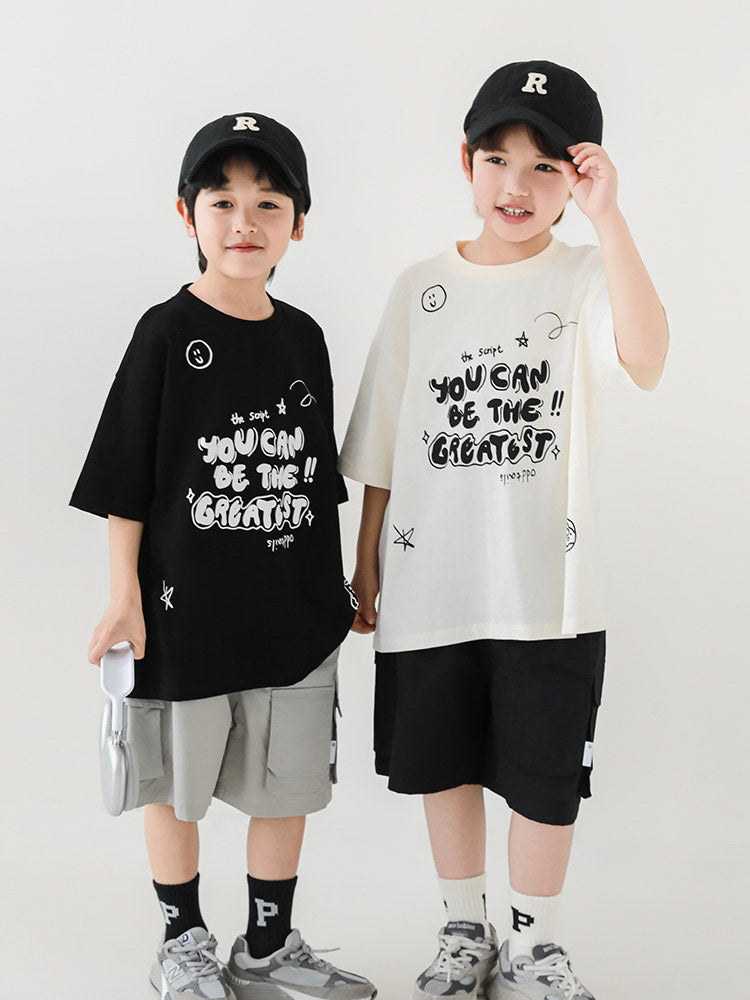 Korean Boys Casual Comfortable Short Sleeve Summer Wear Fashion Loose Children's T-shirt