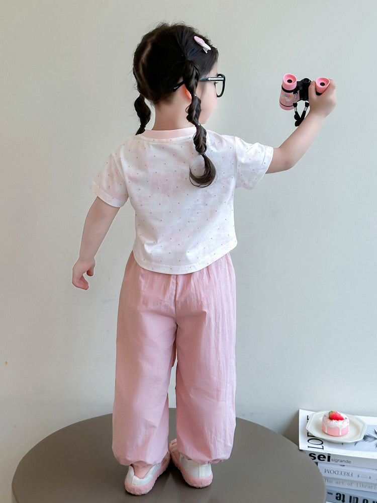 Children's Style Fashionable Short-sleeved Sports Two-piece Trendy Children's Suit