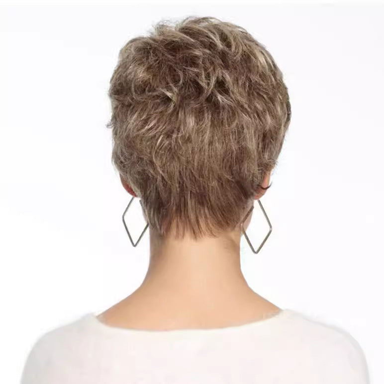 Good Quality Short Hair Lady Sexy Hairstyle White Wig Long Curls