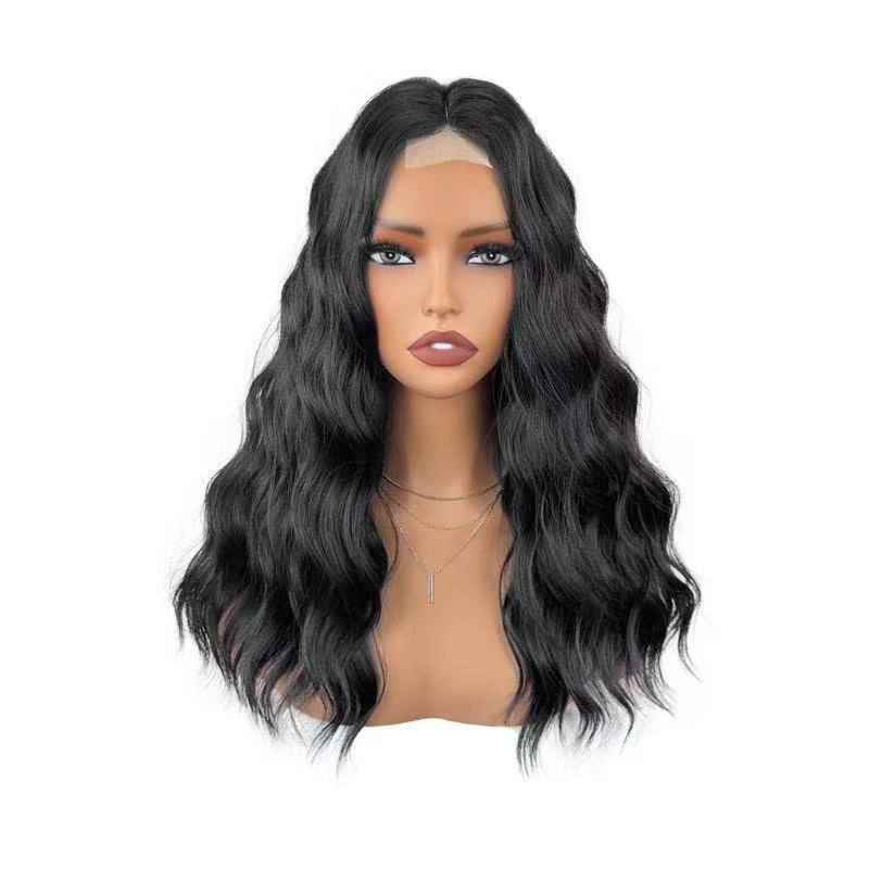 Women's Front Lace Curly Hair Mid-length Fiber Wig Long Curls