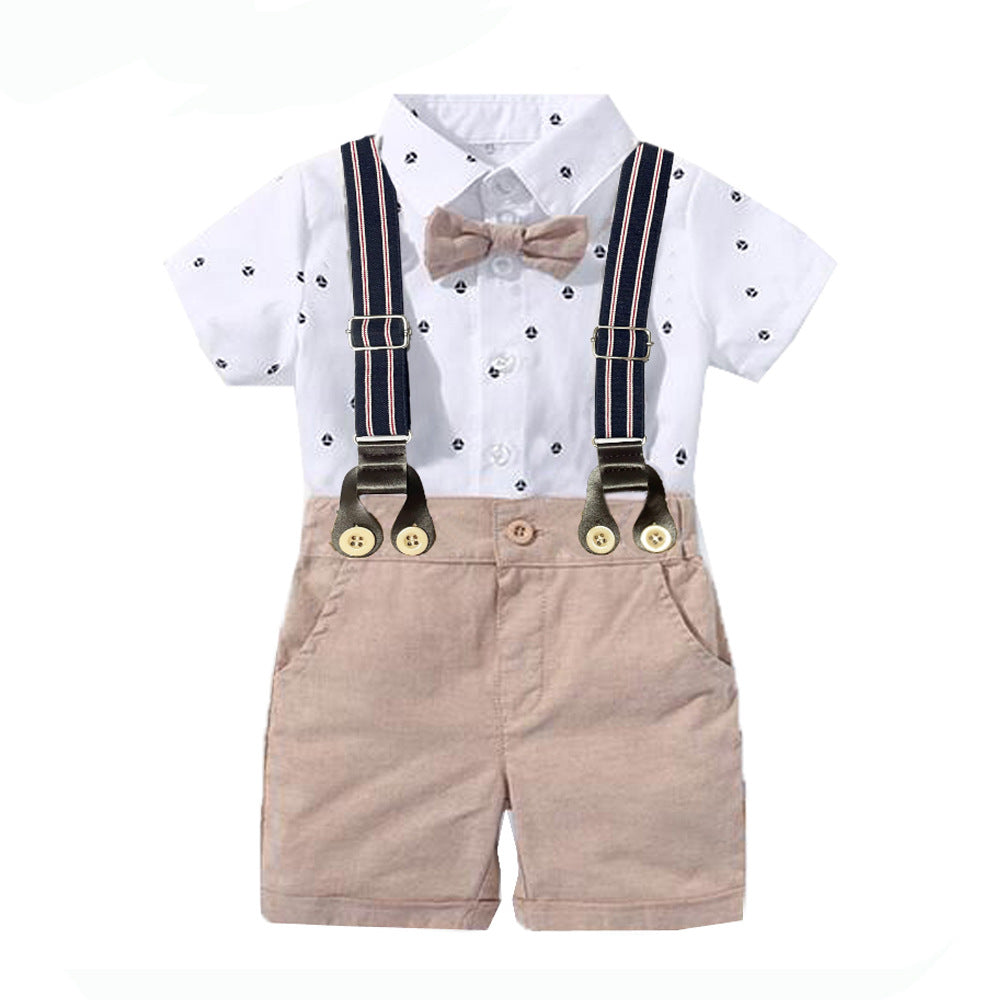 Boy Gentleman Triangle Rompers Shorts Hat Jumpsuit, Climbing Suit