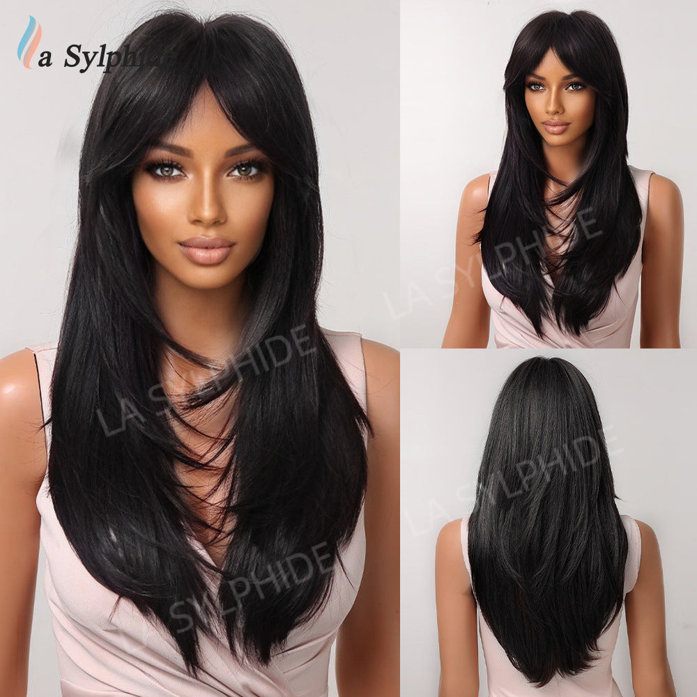 Curly Hair Partial Bangs Female Mechanism Wig Long Curls