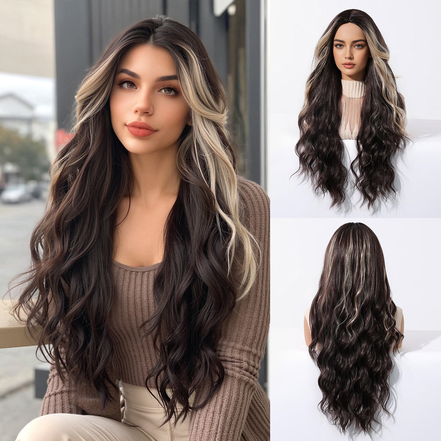 Women's Curly Hair Medium Large Wave Natural Chemical Wig Long Curls
