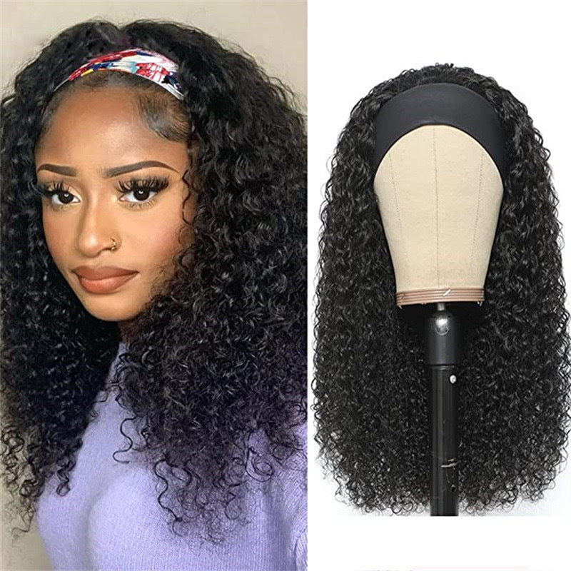 Women's Hot Fashion Hair Band Synthetic Wigs Medium Small Curly Turban Wig Long Curls