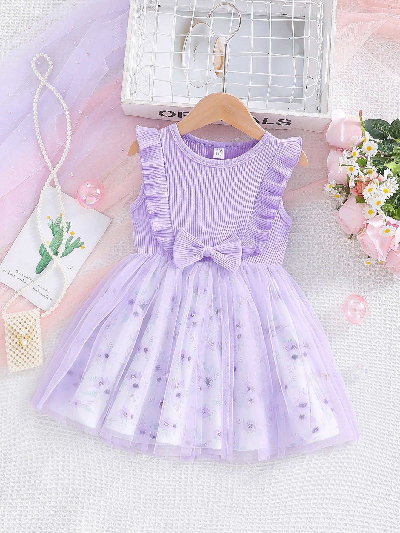 Children's Sweet Bowknot Tulle Skirt A- Line Children's Dress