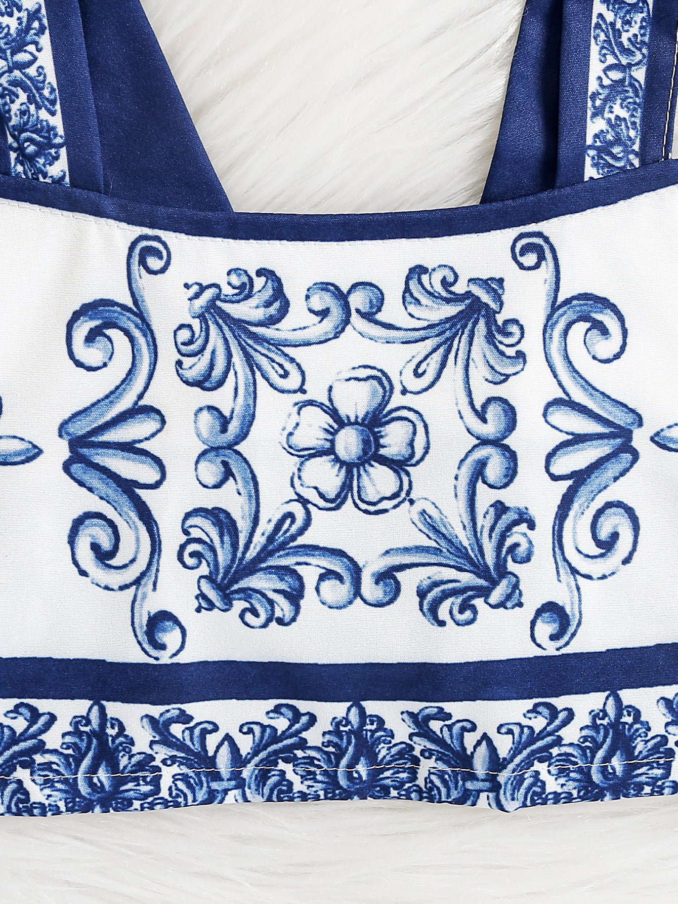 Blue White Porcelain Ethnic Dress Young Little Summer Children's Suit