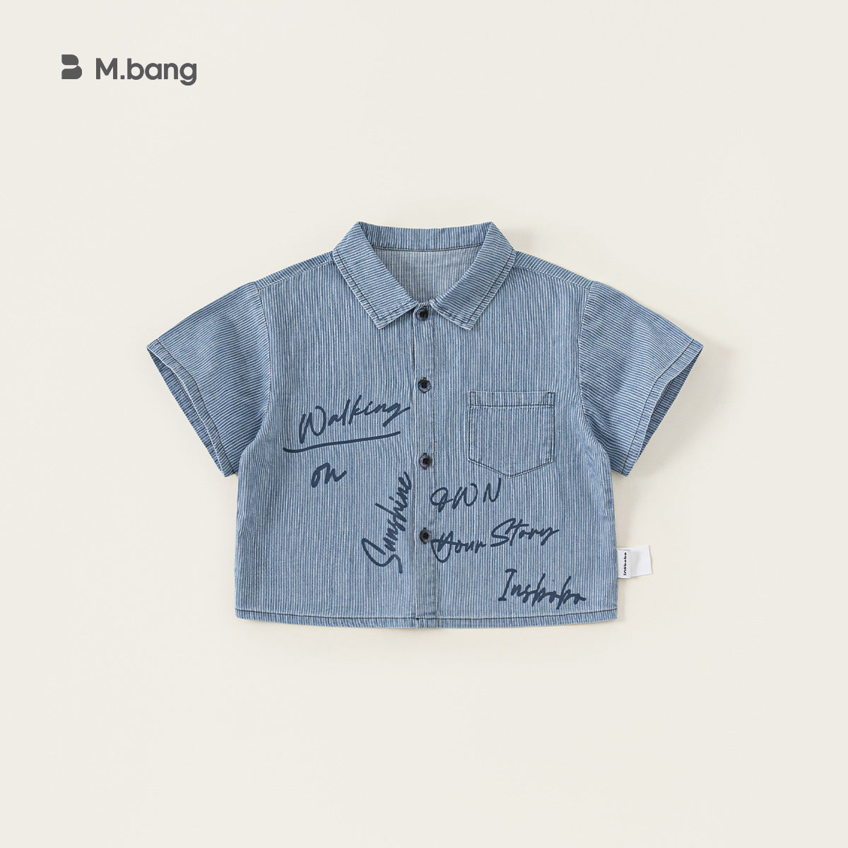 Children's Clothing Tops Summer Striped Printed Handsome Denim Wear Children's Shirt