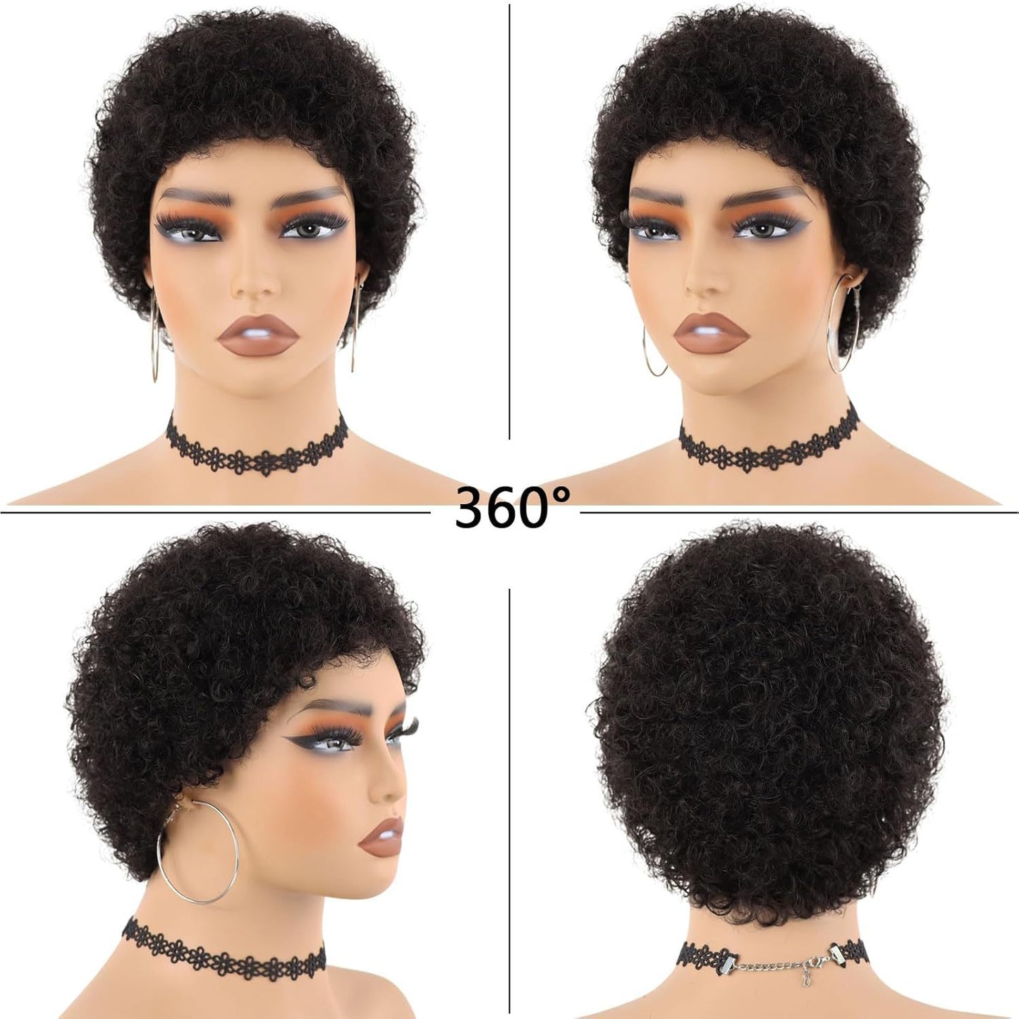 Casual Full Mechanism African Roll Human Real Hair Wig