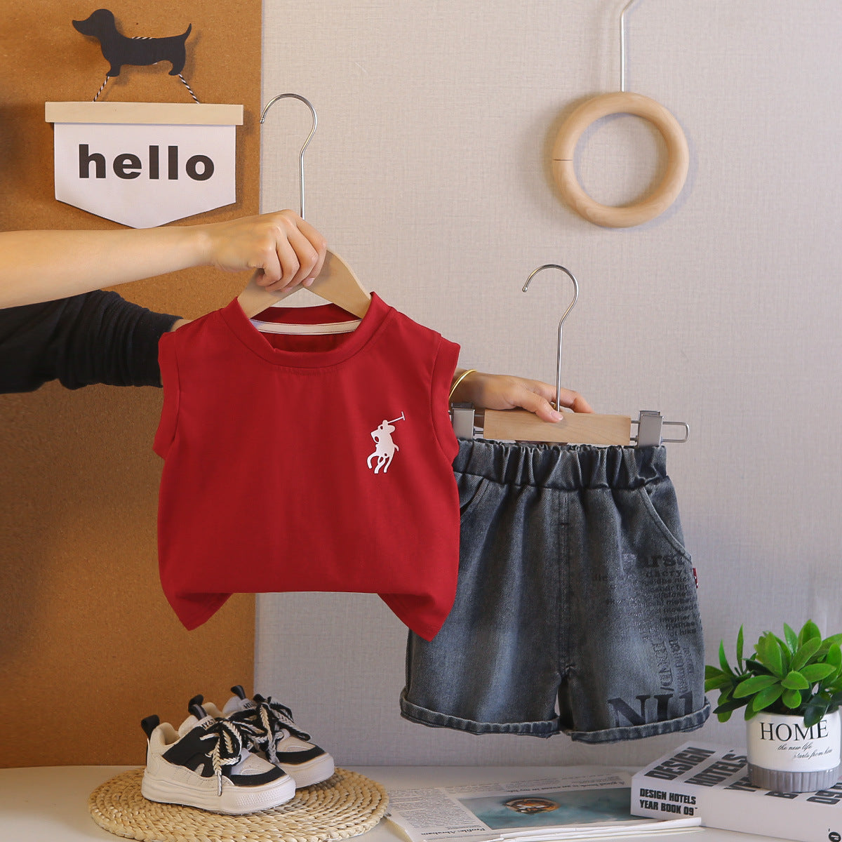 Children's Summer Clothing Cool Handsome Vest Western Style Fried Street Sleeveless Children's Suit
