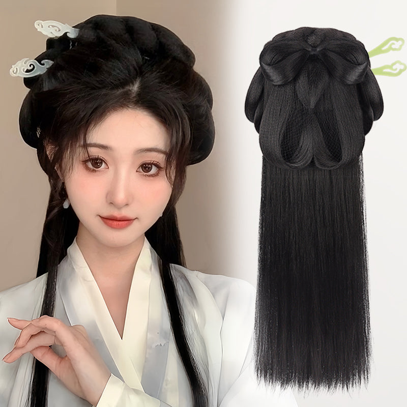 Women's One-piece Full Set Headdress Ancient Style Warring States Robe Bun Other Wig