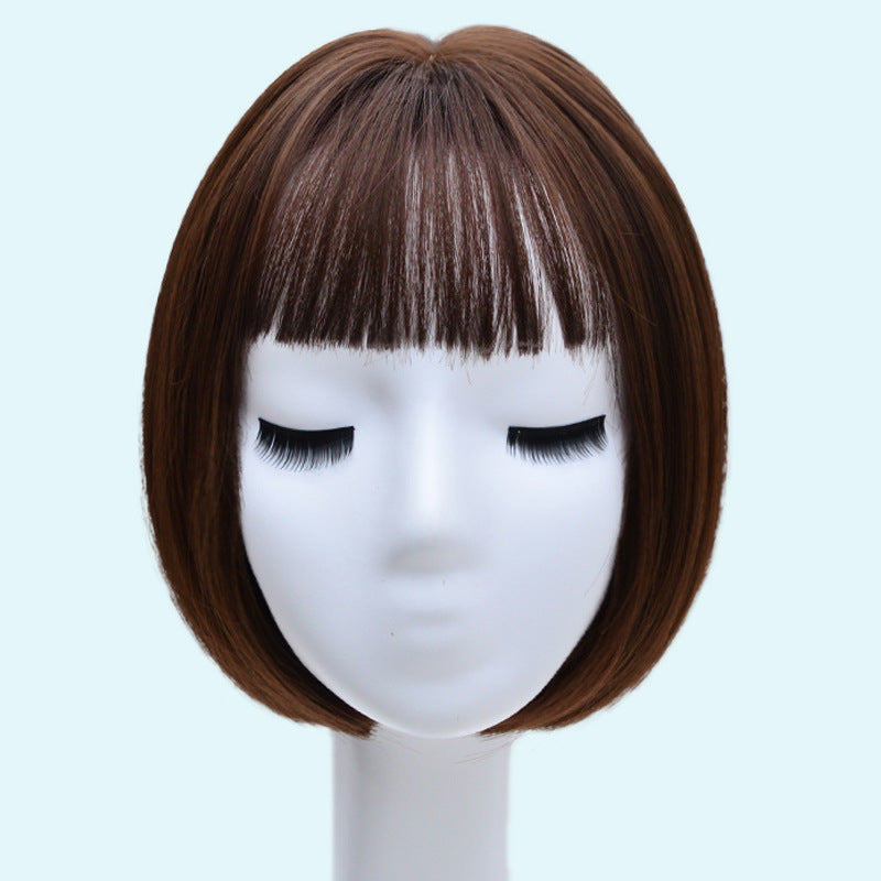 Women's Rose Net Natural Inner Buckle Cute Wig Short Straight Hair