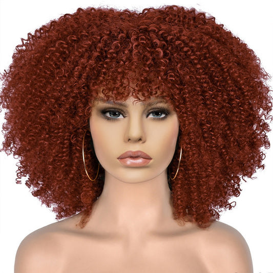 African Small Volume Fluffy Afro Head Cover Wig Short Curly Hair
