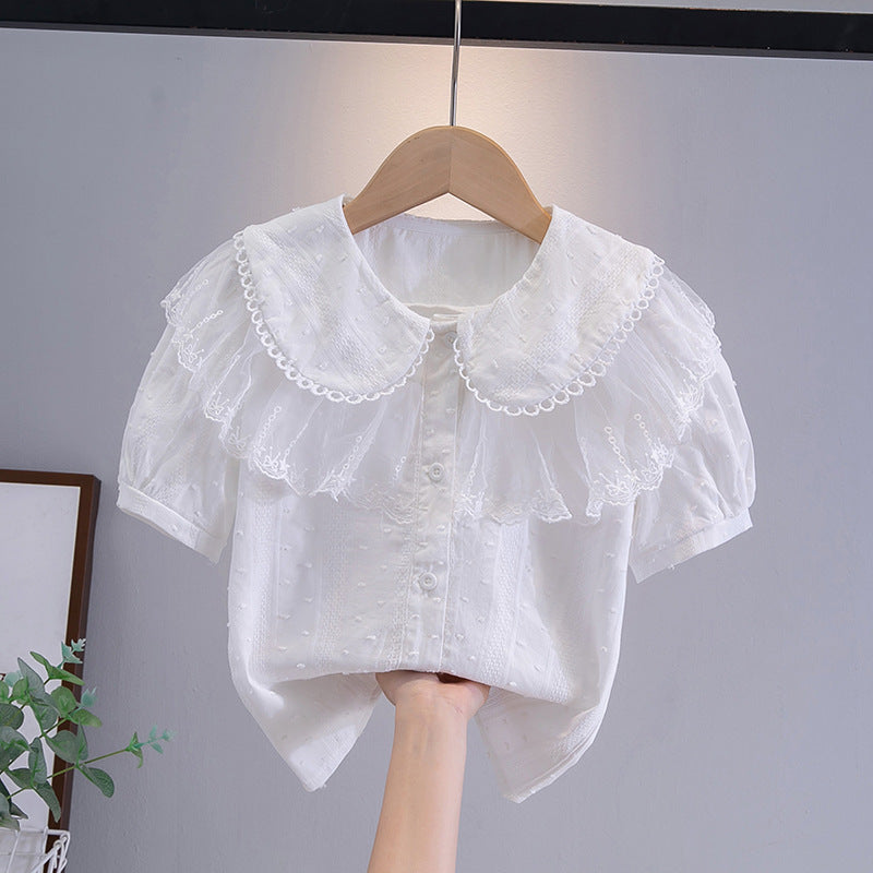 Children's Little Cotton Princess Peter Pan Collar Children's Shirt