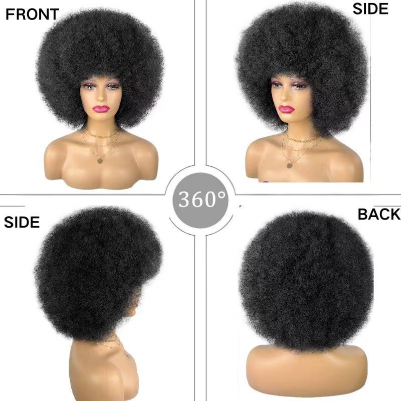 Afro Black African Wigs With Small Head Cover Fluffy Wig Short Curly Hair