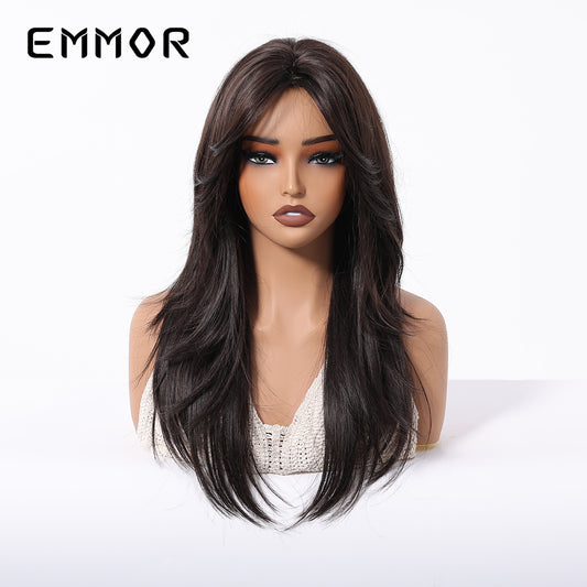 Bangs Face Trimming High-level Natural Black Long Straight Wig