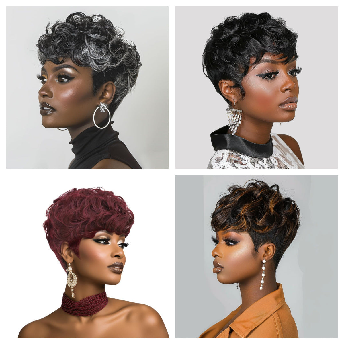 African Fluffy Each Big Rose Net Wig Short Curly Hair