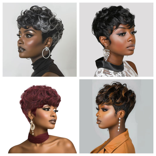 African Fluffy Each Big Rose Net Wig Short Curly Hair