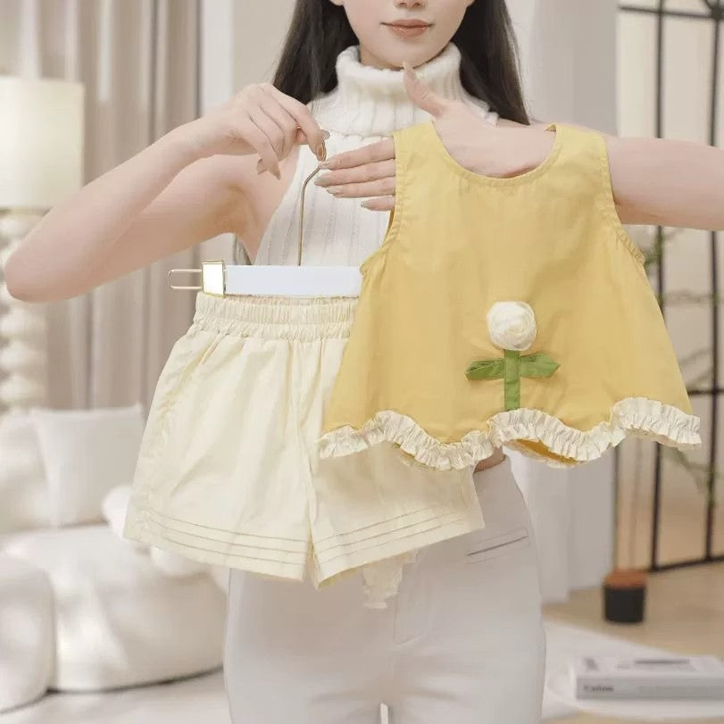Sunflower Summer Tree Lacework Top Shorts Three-dimensional Clothes Children's Suit