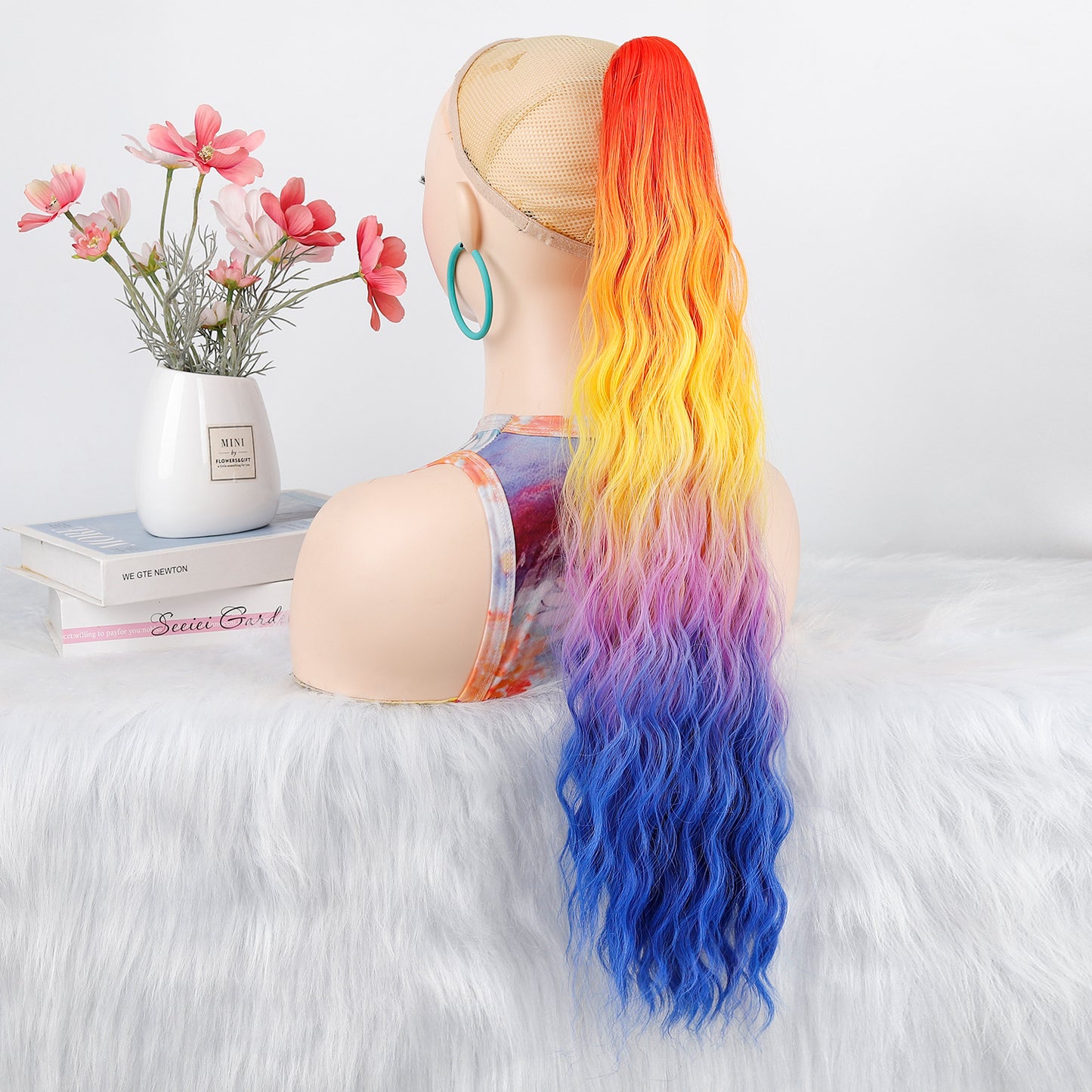 Women's Grip Curly Hair Chemical Fiber Medium Long Wig Ponytail