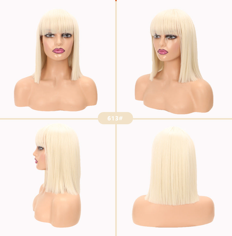 Collarbone Length Haircut Head Chemical Fiber Wig Short Straight Hair