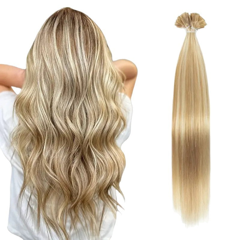 New Human Hair Foaming White Extension Long Straight Wig