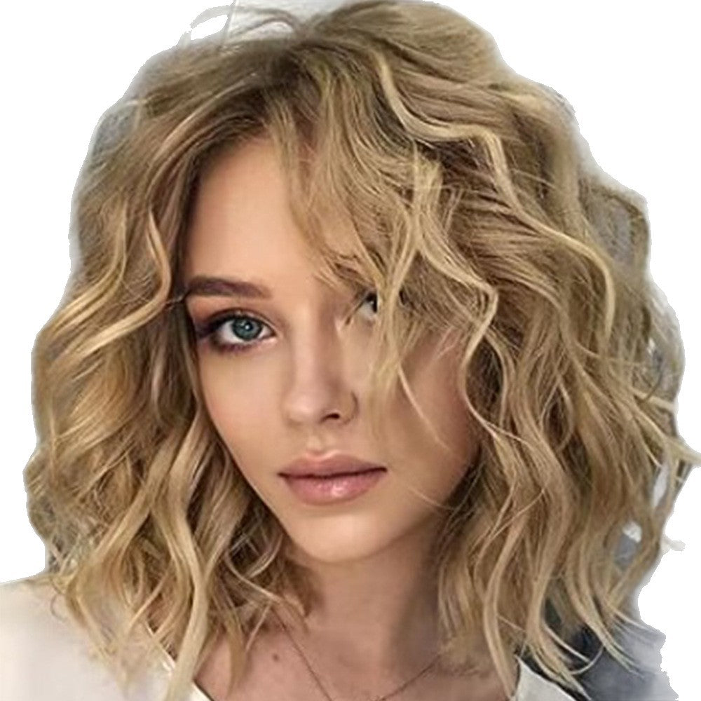 Women's Head Dyed Gradient Golden Chemical Fiber Wig Short Curly Hair