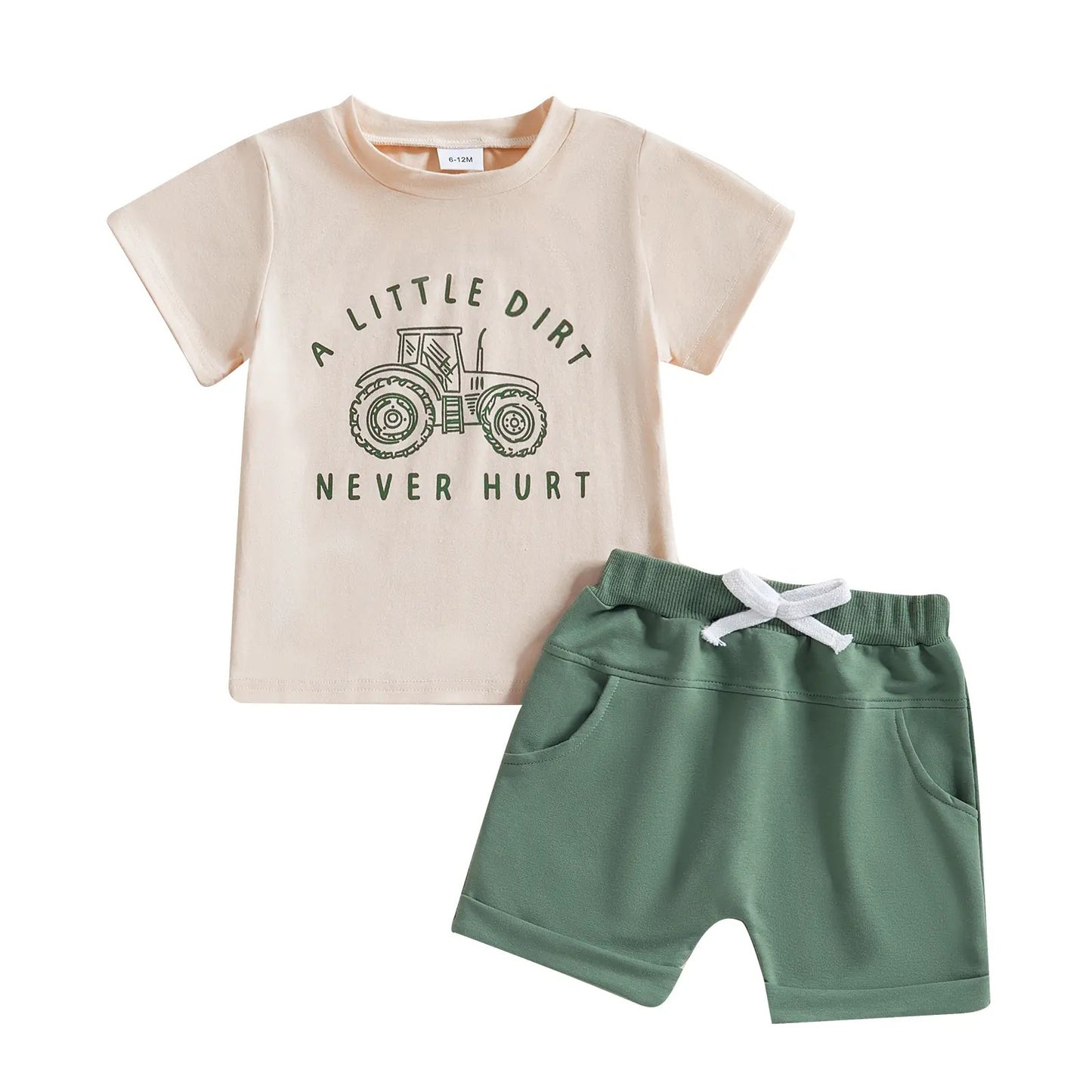 Tractor Printed Short-sleeved Top Solid Color Shorts Children's Suit