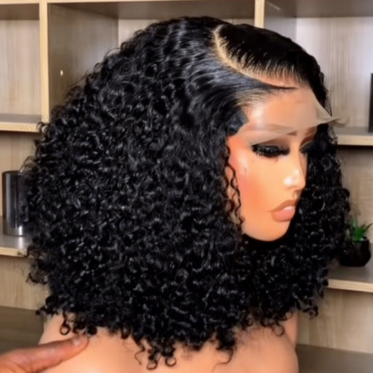 Women's Front Lace Black Small Wigs Wig Short Curly Hair