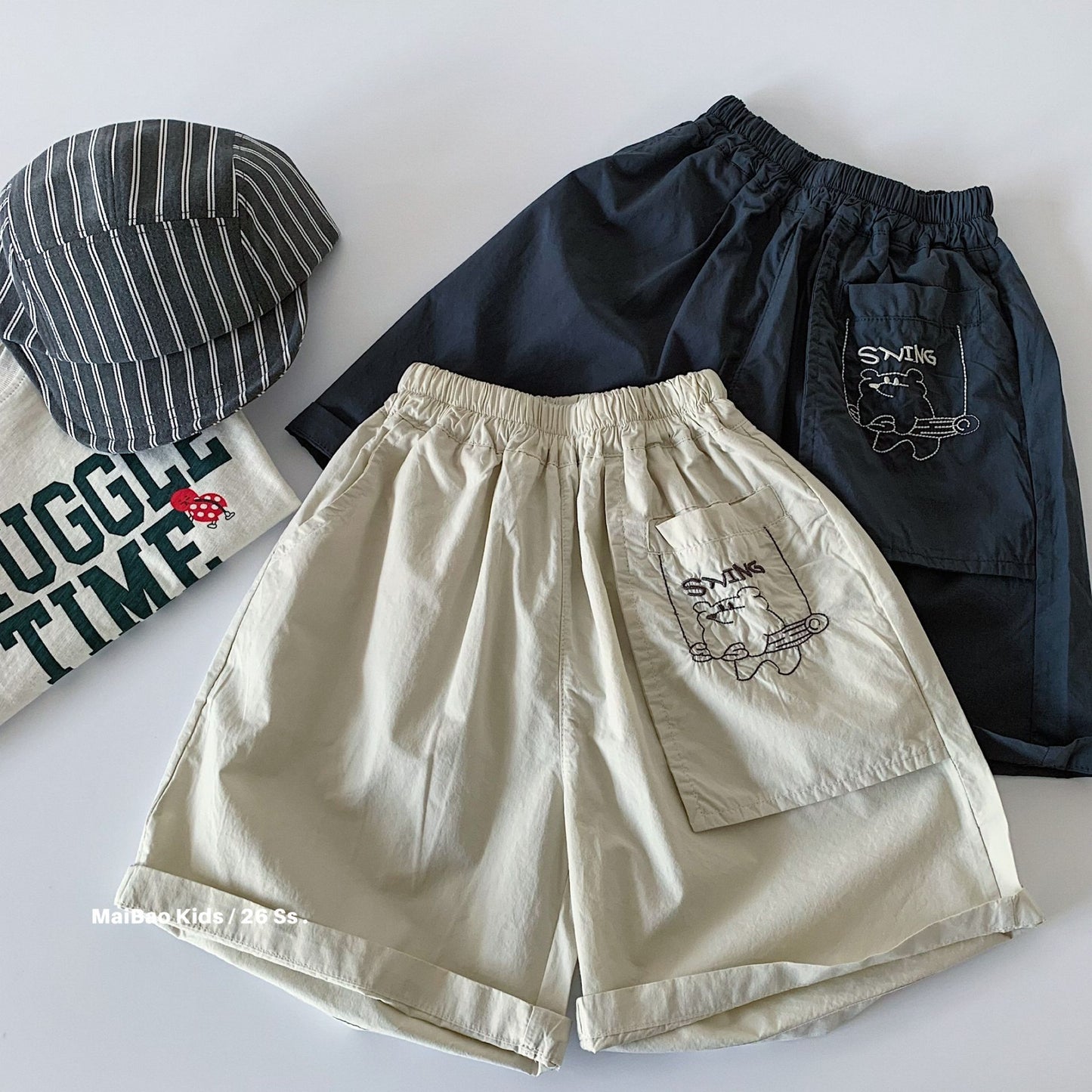 Children's Korean Style Boys Pocket Bear Middle Children's Pants